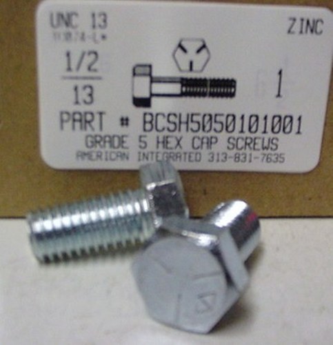 1/2-13X1 HEX HEAD CAP SCREW GRADE 5 STEEL ZINC PLATED