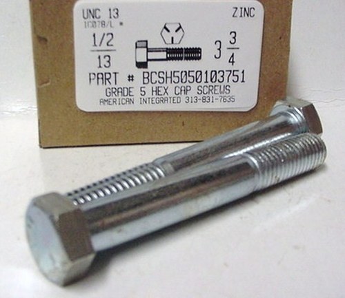 1/2-13X3-3/4 HEX HEAD CAP SCREW GRADE 5 STEEL ZINC PLATED