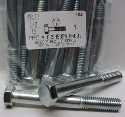 1/2-13X4 HEX HEAD CAP SCREW GRADE 5 STEEL ZINC PLATED