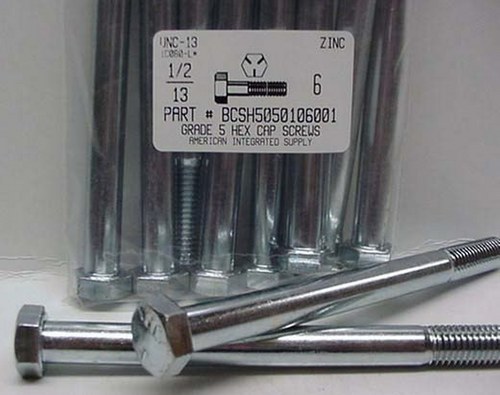 1/2-13X6 HEX HEAD CAP SCREW GRADE 5 STEEL ZINC PLATED