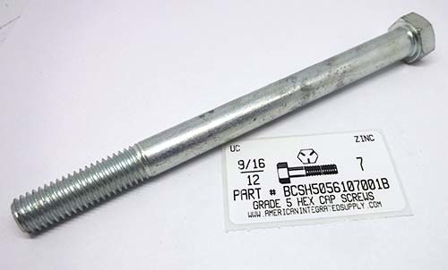 9/16-12X7 HEX HEAD CAP SCREW GRADE 5 STEEL ZINC PLATED