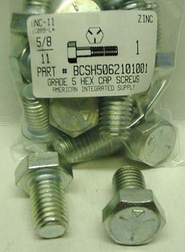 5/8-11X1 HEX HEAD CAP SCREW GRADE 5 STEEL ZINC PLATED