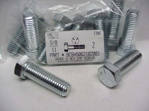 5/8-11X2 HEX HEAD CAP SCREW GRADE 5 STEEL ZINC PLATED