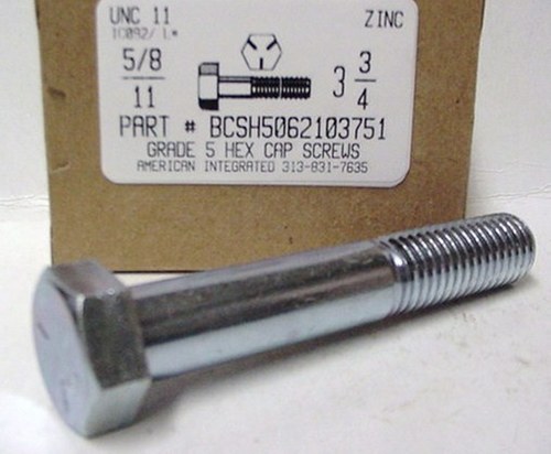 5/8-11X3-3/4 HEX HEAD CAP SCREW GRADE 5 STEEL ZINC PLATED