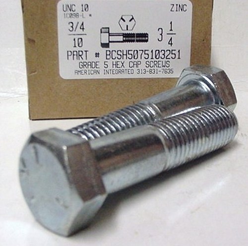 3/4-10X3-1/4 HEX HEAD CAP SCREW GRADE 5 STEEL ZINC PLATED