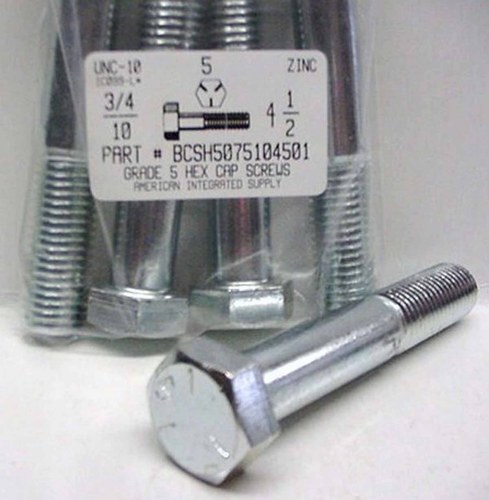 3/4-10X4-1/2 HEX HEAD CAP SCREW GRADE 5 STEEL ZINC PLATED