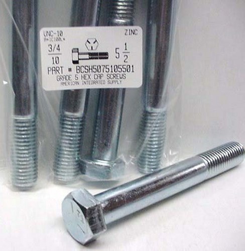 3/4-10X5-1/2 HEX HEAD CAP SCREW GRADE 5 STEEL ZINC PLATED