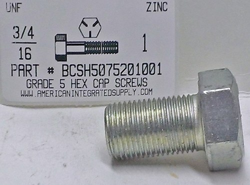 3/4-16X1 HEX HEAD CAP SCREW GRADE 5 STEEL ZINC PLATED