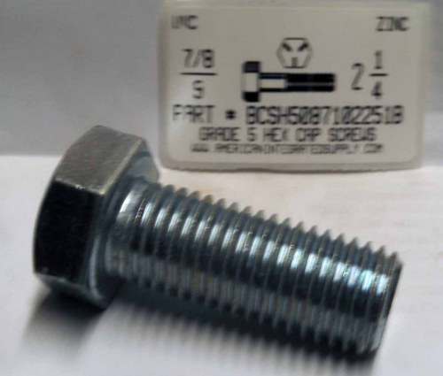 7/8-9X2-1/4 HEX HEAD CAP SCREW GRADE 5 STEEL ZINC PLATED