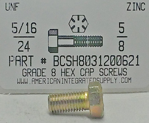 5/16-24X5/8 HEX HEAD CAP SCREW GRADE 8 STEEL YELLOW ZINC PLATED