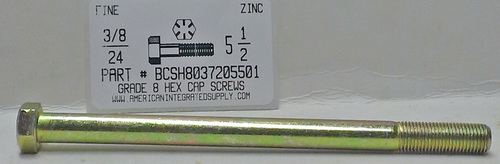 3/8-24X5-1/2 HEX HEAD CAP SCREW GRADE 8 STEEL YELLOW ZINC PLATED