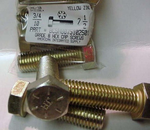 3/4-10X2-1/2 HEX CAP SCREW GRADE 8 STEEL YELLOW ZINC PLATED