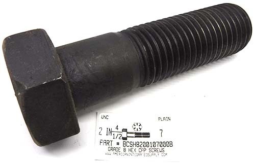 2"-4-1/2X7 HEX HEAD CAP SCREW GRADE 8 STEEL PLAIN