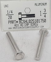 1/4-20X1-3/4 HEX HEAD CAP SCREW FULL THREAD 2024-T4 ALUMINUM