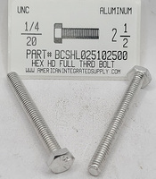 1/4-20X2-1/2 HEX HEAD CAP SCREW FULL THREAD 2024T4 ALUMINUM