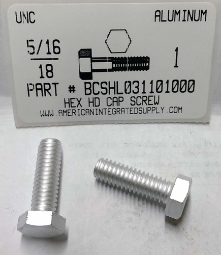 5/16-18X1 HEX HEAD CAP SCREW 2024T4 ALUMINUM