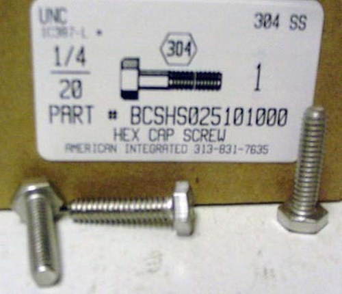 1/4-20X1 HEX HEAD CAP SCREW 304 STAINLESS STEEL