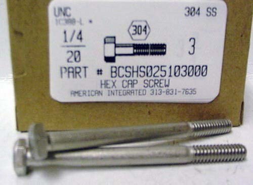 1/4-20X3 HEX HEAD CAP SCREW 304 STAINLESS STEEL