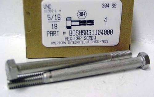 5/16-18X4 HEX HEAD CAP SCREW 304 STAINLESS STEEL