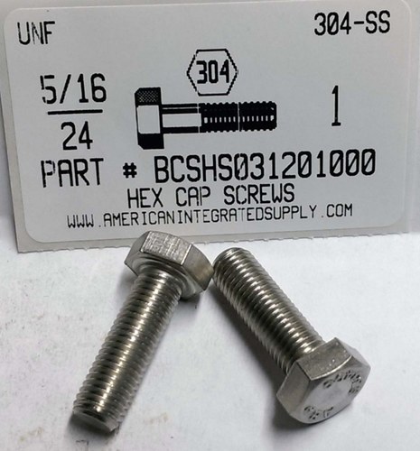 5/16-24X1 HEX HEAD CAP SCREW 304 STAINLESS STEEL