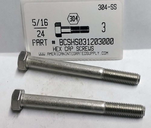 5/16-24X3 HEX HEAD CAP SCREW 304 STAINLESS STEEL