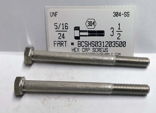 5/16-24X3-1/2 HEX HEAD CAP SCREW 304 STAINLESS STEEL