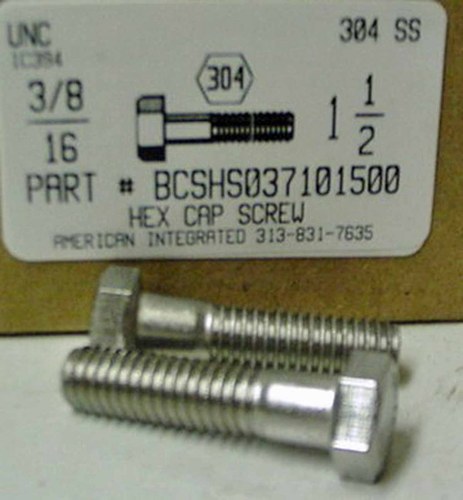 3/8-16X1-1/2 HEX HEAD CAP SCREW 304 STAINLESS STEEL