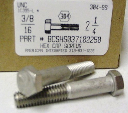 3/8-16X2-1/4 HEX HEAD CAP SCREW 304 STAINLESS STEEL