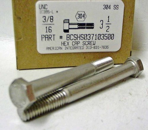 3/8-16X3-1/2 HEX HEAD CAP SCREW 304 STAINLESS STEEL