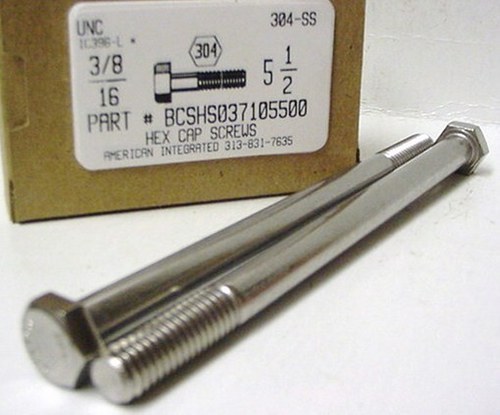 3/8-16X5-1/2 HEX HEAD CAP SCREW 304 STAINLESS STEEL