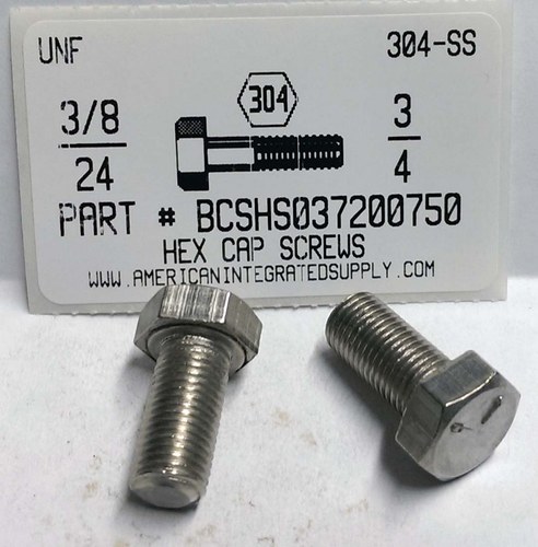 3/8-24X3/4 HEX HEAD CAP SCREW 304 STAINLESS STEEL