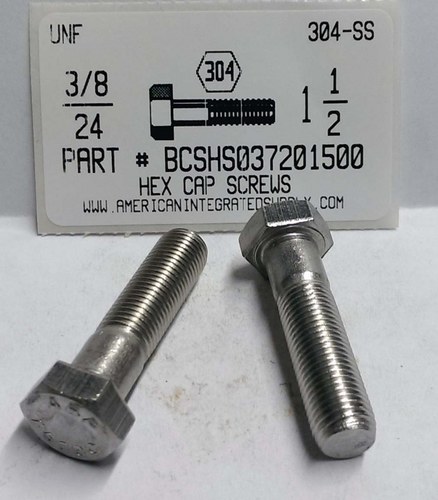 3/8-24X1-1/2 HEX HEAD CAP SCREW 304 STAINLESS STEEL