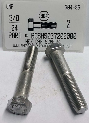 3/8-24X2 HEX HEAD CAP SCREW 304 STAINLESS STEEL