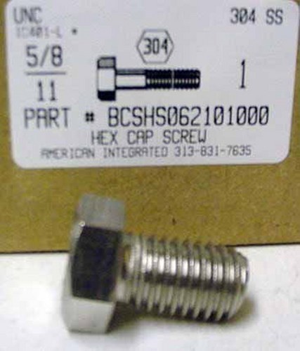 5/8-11X1 HEX HEAD CAP SCREW 304 STAINLESS STEEL