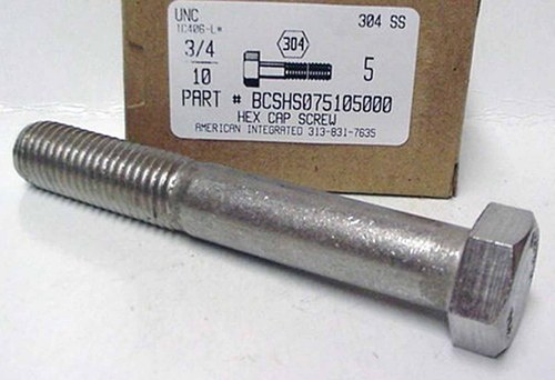 3/4-10X5 HEX HEAD CAP SCREW 304 STAINLESS STEEL