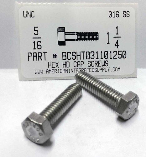 5/16-18X1-1/4 HEX HEAD CAP SCREW 316 STAINLESS STEEL