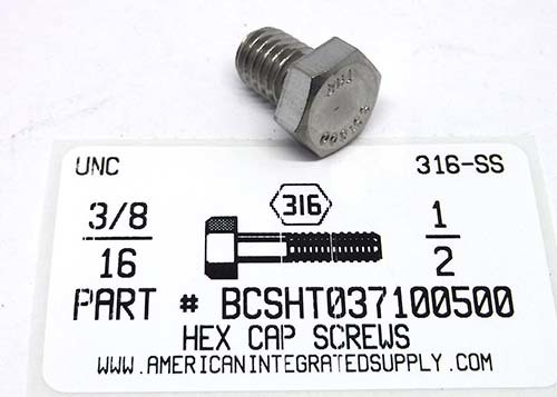 3/8-16X1/2 HEX HEAD CAP SCREW 316 STAINLESS STEEL