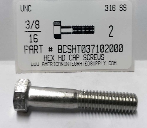 3/8-16X2 HEX HEAD CAP SCREW 316 STAINLESS STEEL