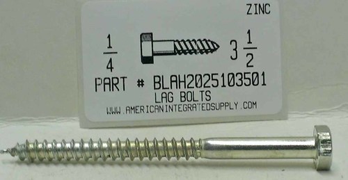 1/4X3-1/2 HEX HEAD LAG BOLT STEEL ZINC PLATED