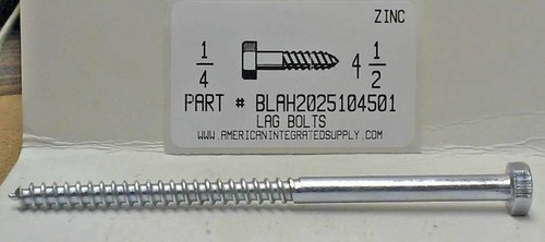 1/4X4-1/2 HEX HEAD LAG BOLT STEEL ZINC PLATED