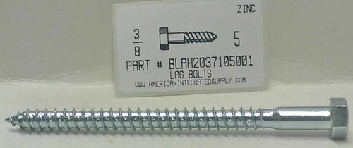 3/8X5 HEX HEAD LAG BOLT STEEL ZINC PLATED