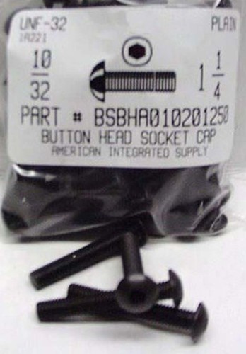 #10-32X1-1/4 BUTTON HEAD SOCKET CAP SCREW ALLOY STEEL BLACK