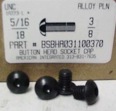 5/16-18X3/8 BUTTON HEAD SOCKET CAP SCREW ALLOY STEEL BLACK