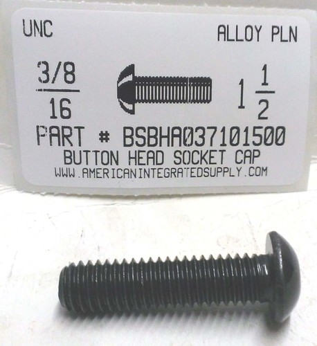 3/8-16X1-1/2 BUTTON HEAD SOCKET CAP SCREW ALLOY STEEL BLACK