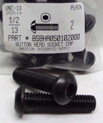 1/2-13X2 BUTTON HEAD SOCKET CAP SCREW ALLOY STEEL BLACK