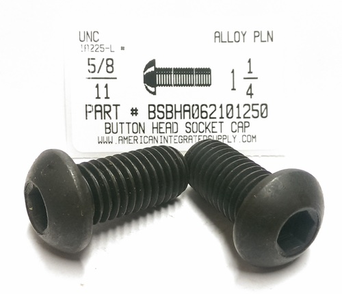 5/8-11X1-1/4 BUTTON HEAD SOCKET CAP SCREW ALLOY STEEL BLACK