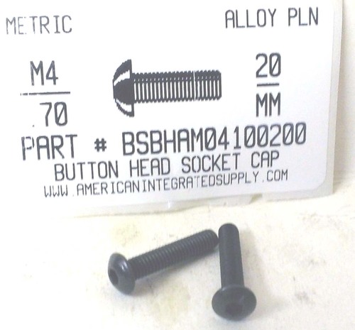 M4-.70X20mm BUTTON HEAD SOCKET CAP SCREW 10.9 STEEL BLACK D7380