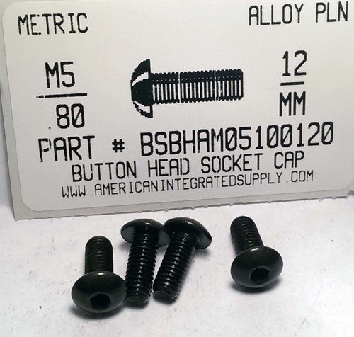 M5-.80X12MM BUTTON HEAD SOCKET CAP SCREW 12.9 STEEL BLACK D7380