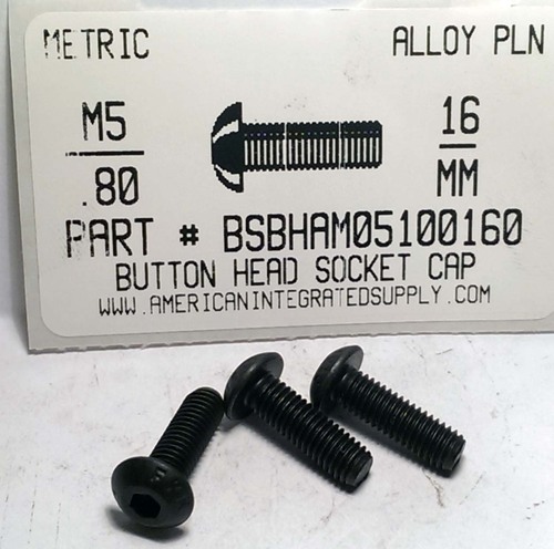 M5-.80X16MM BUTTON HEAD SOCKET CAP SCREW 12.9 STEEL BLACK D7380