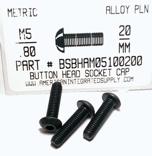 M5-.80X20mm BUTTON HEAD SOCKET CAP SCREW 10.9 STEEL BLACK D7380